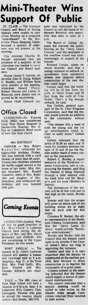 Riverview Cinema - TIMES HERALD AUG 17 1971